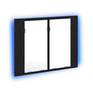 vidaXL F&uuml;rdőszobai t&uuml;k&ouml;rszekr&eacute;ny Fekete t&ouml;lgy 60 x 12 x 45 cm