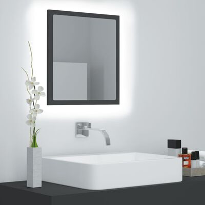vidaXL szürke akril LED-es fürdőszobai tükör 40 x 8,5 x 37 cm