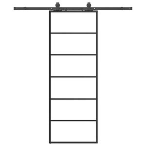 vidaXL fekete ESG &uuml;veg tol&oacute;ajt&oacute; f&eacute;mszerelv&eacute;ny-szettel 76x205 cm