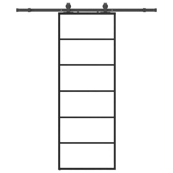 vidaXL fekete ESG &uuml;veg tol&oacute;ajt&oacute; f&eacute;mszerelv&eacute;ny-szettel 76x205 cm