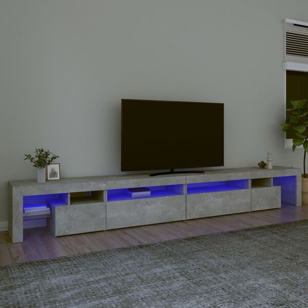 vidaXL betonsz&uuml;rke TV-szekr&eacute;ny LED-l&aacute;mp&aacute;kkal 290x36,5x40 cm