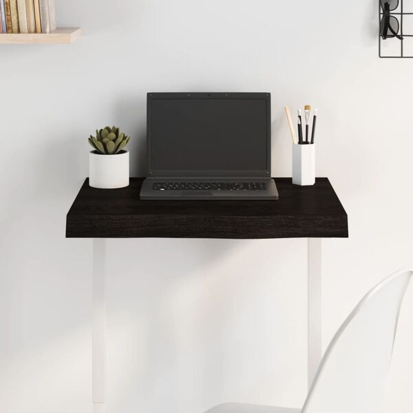 vidaXL s&ouml;t&eacute;tbarna kezelt t&ouml;m&ouml;r t&ouml;lgyfa asztallap 60x40x(2-6) cm