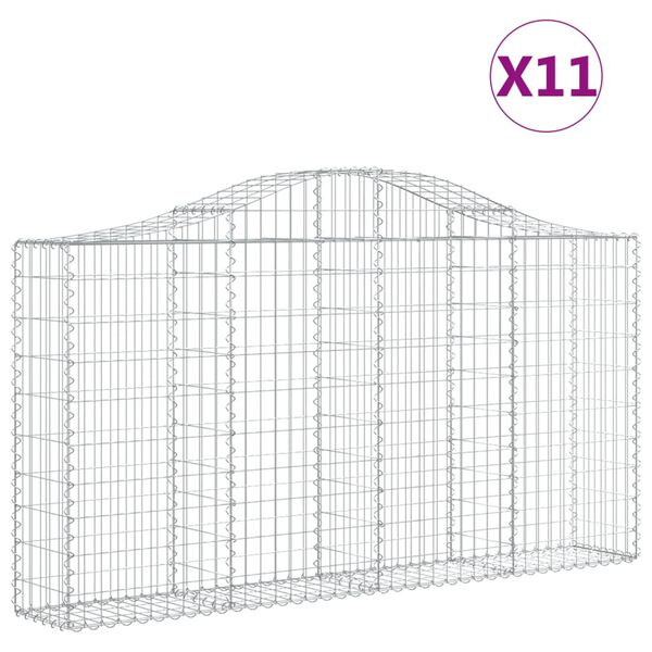vidaXL 11 db íves horganyzott vas gabion kosár 200x30x100/120 cm