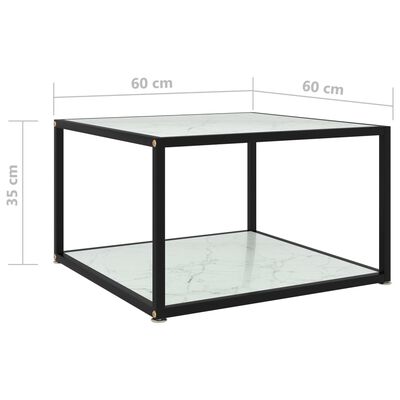 vidaXL fehér edzett üveg dohányzóasztal 60 x 60 x 35 cm