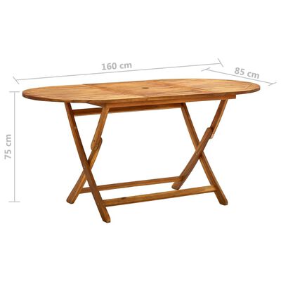 vidaXL tömör akácfa összecsukható kerti asztal 160 x 85 x 75 cm