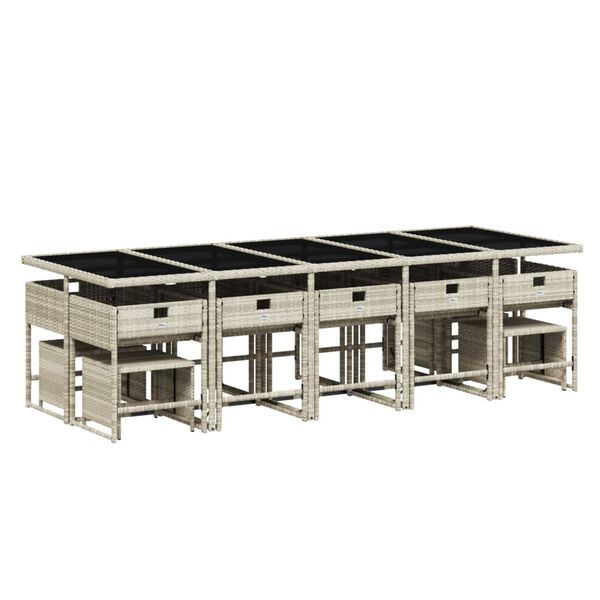 vidaXL 15 r&eacute;szes sz&uuml;rke polyrattan kerti &eacute;tkezőgarnit&uacute;ra p&aacute;rn&aacute;kkal