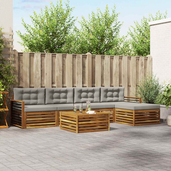 vidaXL K&uuml;lt&eacute;ri kanap&eacute; szett 6 pcs Term&eacute;szetes &eacute;s Vil&aacute;gossz&uuml;rke