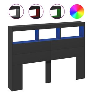 vidaXL fekete &aacute;thidal&oacute;szekr&eacute;ny LED-vil&aacute;g&iacute;t&aacute;ssal 140 x 17 x 102 cm