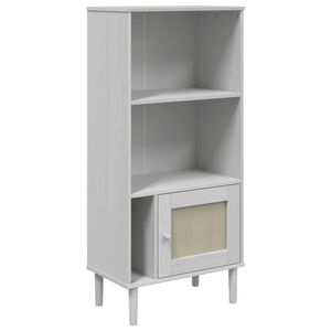 vidaXL SENJA feh&eacute;r rattanhat&aacute;s&uacute; t&ouml;m&ouml;r fenyő k&ouml;nyvszekr&eacute;ny 60x35x130 cm