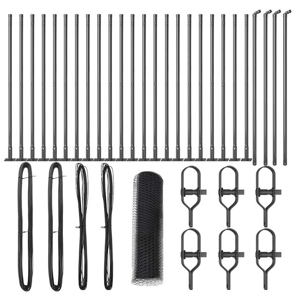 vidaXL Ker&iacute;t&eacute;soszlop Sz&uuml;rke 50 x 0,5 m (13 mm h&aacute;l&oacute;) Ac&eacute;l &eacute;s PVC