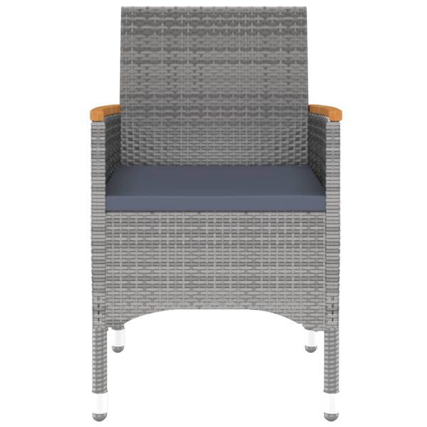 vidaXL 5 részes szürke polyrattan és edzett üveg kerti étkezőgarnitúra