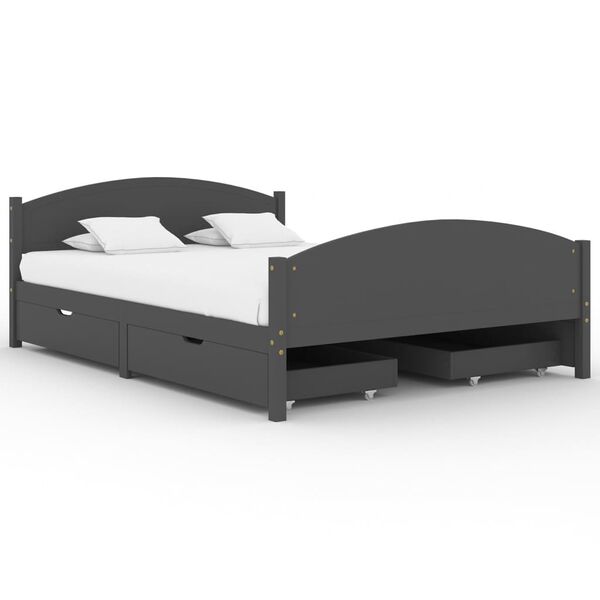 vidaXL 4 fi&oacute;kos s&ouml;t&eacute;tsz&uuml;rke t&ouml;m&ouml;r fenyőfa &aacute;gykeret 140 x 200 cm