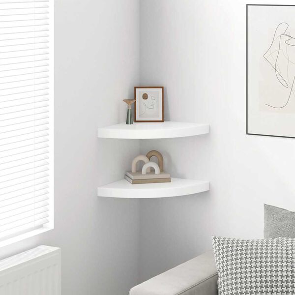 vidaXL 2 db magasf&eacute;nyű feh&eacute;r MDF lebegő sarokpolc 35 x 35 x 3,8 cm