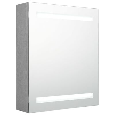 vidaXL betonszürke LED-es tükrös fürdőszobaszekrény 50 x 14 x 60 cm
