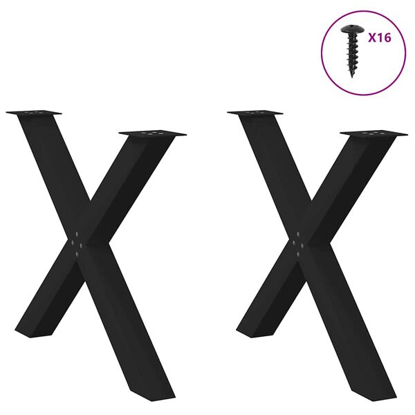 vidaXL 2 db X alak&uacute; &eacute;tkezőasztal l&aacute;b fekete, 90 x (72-73) cm ac&eacute;l