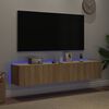 vidaXL 2 db sonoma tölgy színű fali TV-szekrény LED-del 80x35x31 cm