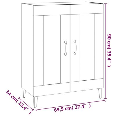 vidaXL fehér szerelt fa tálalóasztal 69,5 x 34 x 90 cm