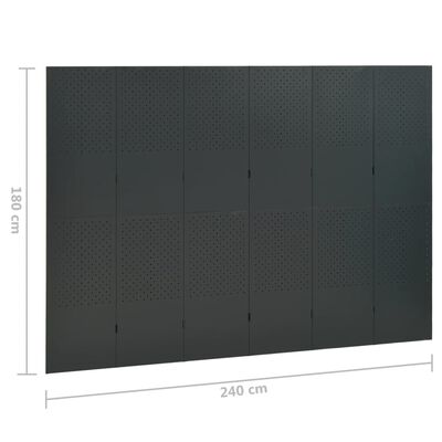 vidaXL 2 db antracitszürke acél 6-paneles térelválasztó 240 x 180 cm