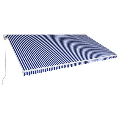 vidaXL kék és fehér kézzel kihúzható napellenző 600 x 300 cm