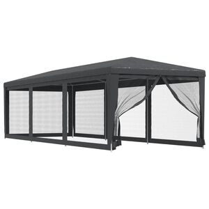 vidaXL antracit HDPE rendezv&eacute;nys&aacute;tor 8 h&aacute;l&oacute;s oldalfallal 3x9 m
