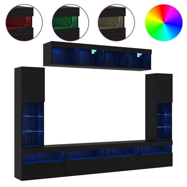 vidaXL TV szekr&eacute;ny garnit&uacute;ra 6 pcs Musta tammi Faanyag