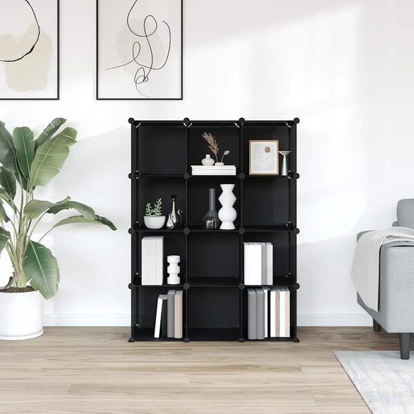 vidaXL fekete polipropil&eacute;n t&aacute;rol&oacute;kocka 12 db kock&aacute;val