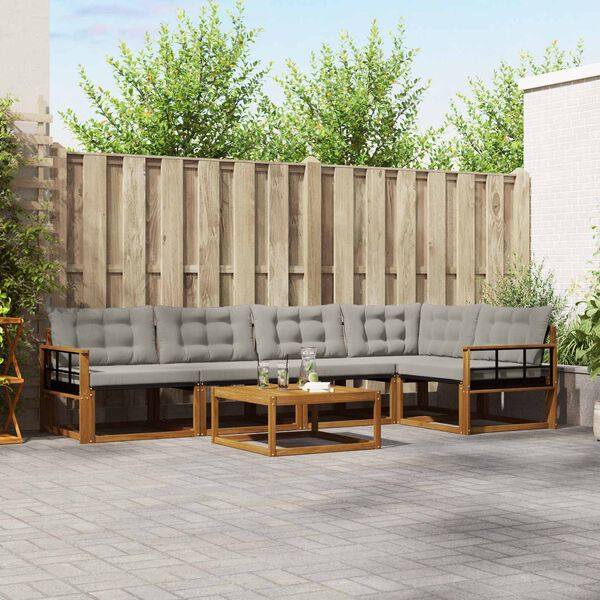 vidaXL K&uuml;lt&eacute;ri kanap&eacute; szett 6 pcs Term&eacute;szetes &eacute;s Vil&aacute;gossz&uuml;rke