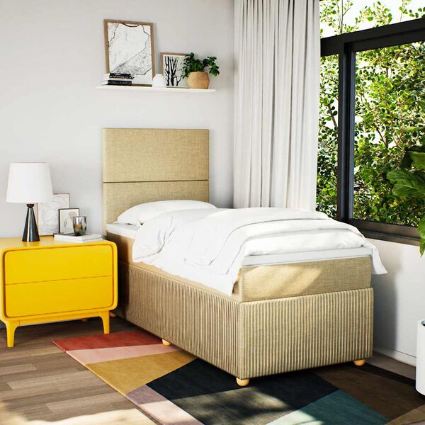 vidaXL kr&eacute;msz&iacute;nű sz&ouml;vet rug&oacute;s &aacute;gy matraccal 100 x 200 cm