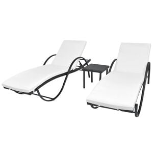 vidaXL 2 db fekete polyrattan napoz&oacute;&aacute;gy asztallal
