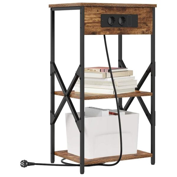 vidaXL &Eacute;jjeliszekr&eacute;ny polcokkal F&uuml;st&ouml;lt t&ouml;lgy 41 x 31 x 76 cm Faanyag