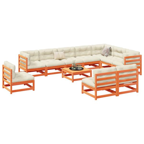 vidaXL 11 r&eacute;szes viaszbarna t&ouml;m&ouml;r fenyőfa kerti kanap&eacute;szett