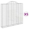 vidaXL 5 db &iacute;ves horganyzott vas gabion kos&aacute;r 200x30x180/200 cm