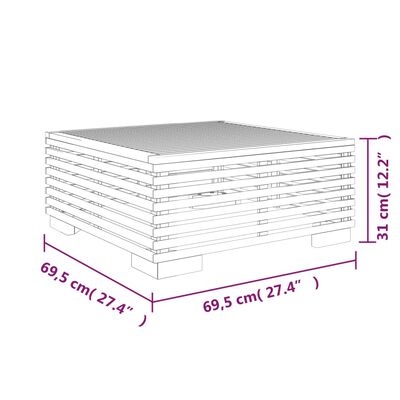 vidaXL tömör tíkfa kerti dohányzóasztal 69,5 x 69,5 x 31 cm