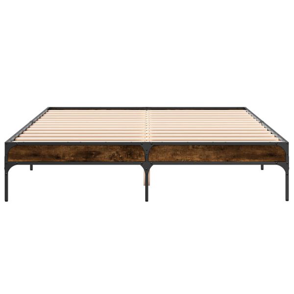 vidaXL f&uuml;st&ouml;s t&ouml;lgysz&iacute;nű szerelt fa &eacute;s f&eacute;m &aacute;gykeret 140 x 200 cm