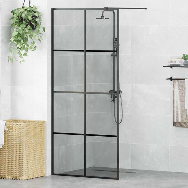 vidaXL Walk-in zuhanyfal Fekete 90 x 195 cm edzett &uuml;veg