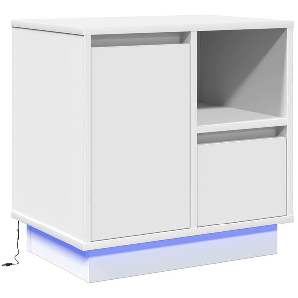 vidaXL &Eacute;jjeliszekr&eacute;ny fi&oacute;kkal Feh&eacute;r 50 x 34,5 x 50 cm Faanyag