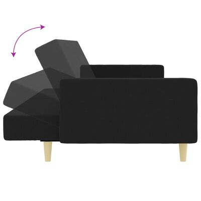 vidaXL 2 személyes fekete szövet kanapéágy lábtartóval