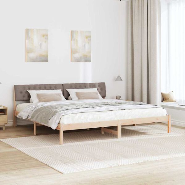 vidaXL &Aacute;gykeret fejt&aacute;ml&aacute;val Barna &eacute;s taupe 200 x 200 cm T&ouml;m&ouml;r fenyőfa