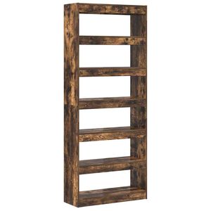 vidaXL K&ouml;nyvespolc 6 szintes 80 x 30 x 198 cm Szerelt Fa F&uuml;st&ouml;lt t&ouml;lgy