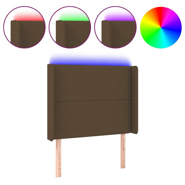 vidaXL s&ouml;t&eacute;tbarna sz&ouml;vet LED-es fejt&aacute;mla 93x16x118/128 cm