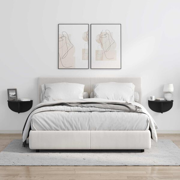 vidaXL Falpolc Falra szerelhető 2 pcs Fekete 38 x 19 x 19 cm Faanyag