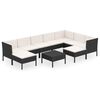 vidaXL 10 r&eacute;szes fekete polyrattan kerti &uuml;lőgarnit&uacute;ra p&aacute;rn&aacute;kkal