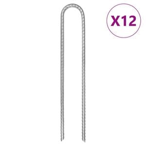 vidaXL 12 db U-alak&uacute; horganyzott ac&eacute;l s&aacute;torc&ouml;vek 30 cm &Oslash;7 mm
