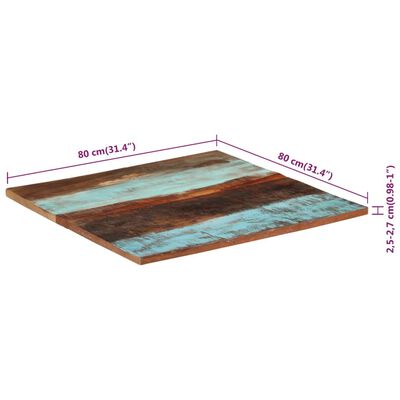 vidaXL tömör újrahasznosított fa asztallap 80 x 80 x (2,5-2,7) cm