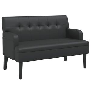 vidaXL fekete műbőr pad h&aacute;tt&aacute;ml&aacute;val 112 x 65,5 x 75 cm