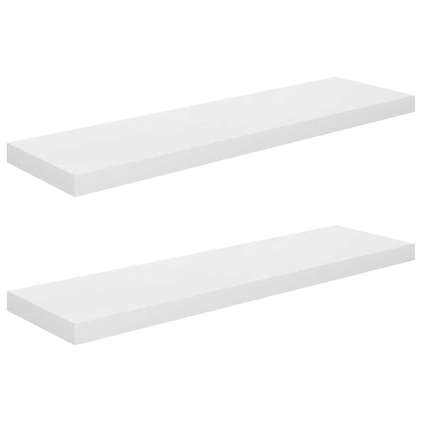 vidaXL 2 db magasf&eacute;nyű feh&eacute;r MDF lebegő fali polc 90 x 23,5 x 3,8 cm