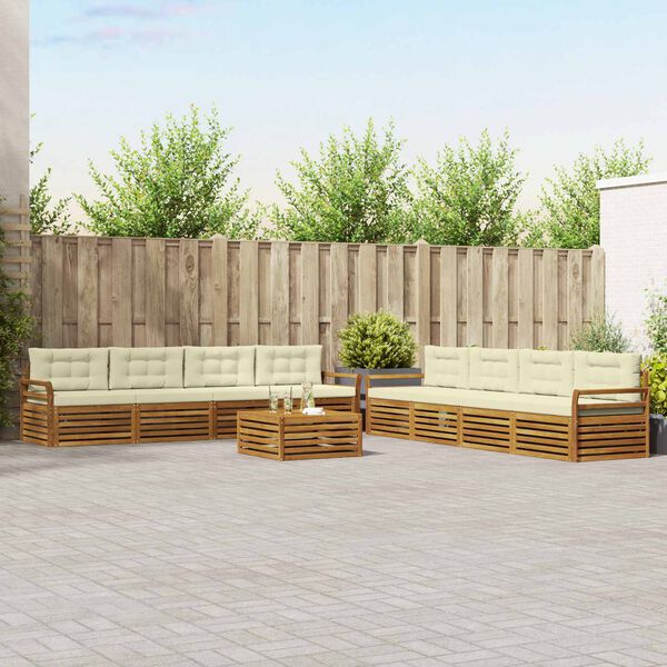 vidaXL K&uuml;lt&eacute;ri kanap&eacute; szett p&aacute;rn&aacute;val 9 pcs Term&eacute;szetes &eacute;s kr&eacute;msz&iacute;nű