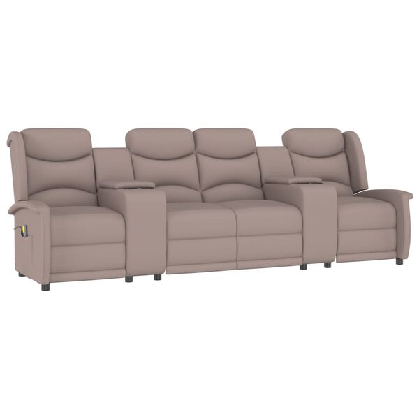 vidaXL 4 személyes tópszínű dönthető masszázsfotel pohártartóval