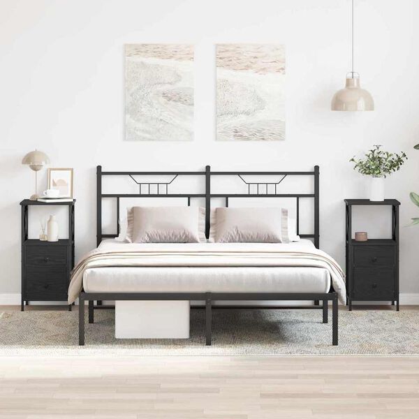 vidaXL &Eacute;jjeliszekr&eacute;ny 2 pcs Fekete t&ouml;lgy 34 x 35,5 x 70 cm Faanyag