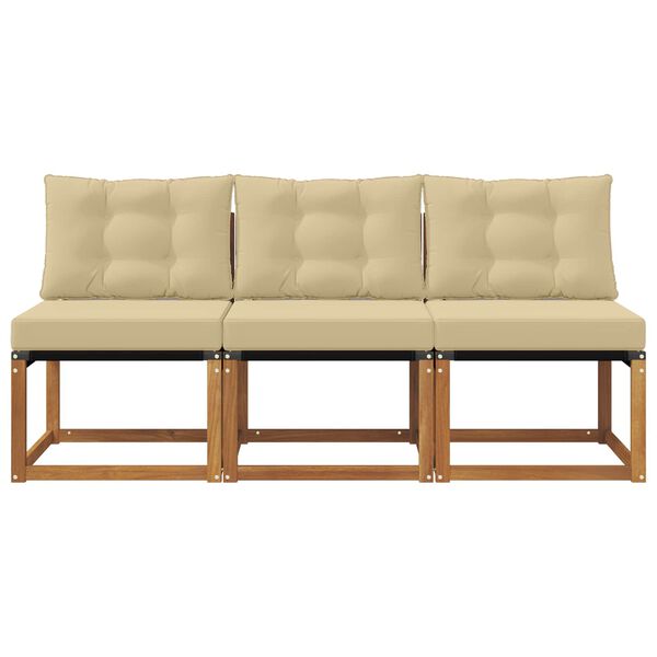 vidaXL 3 Darab K&uuml;lt&eacute;ri K&ouml;z&eacute;pső kanap&eacute; T&ouml;m&ouml;r ak&aacute;cfa &eacute;s Textilene sz&ouml;vet